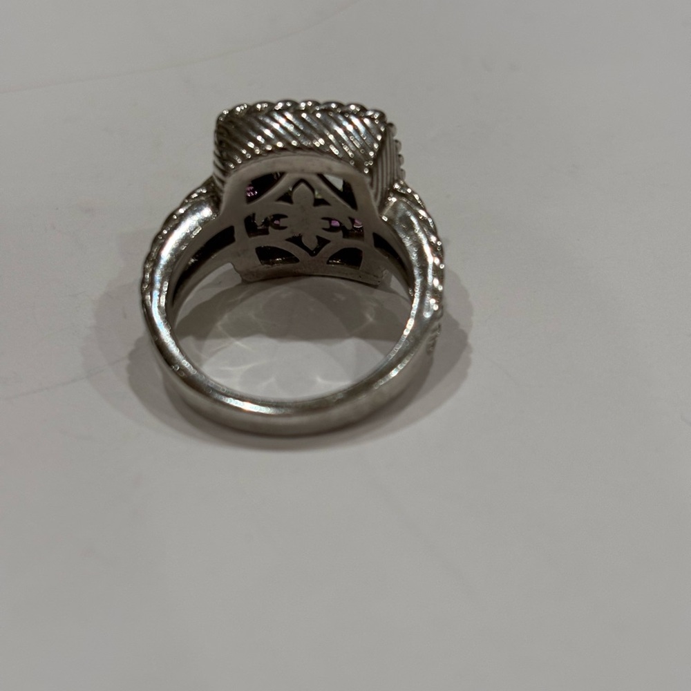Judith Ripka sterling silver green amethyst pink sapphire ring. Size 8 - Picture 4 of 5